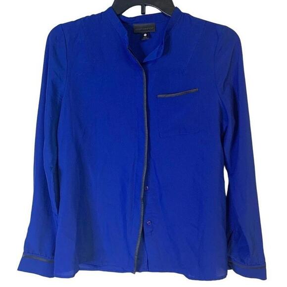 Worthington Tops - Worthington Sheer Button Down Long Sleeve Collared Work Office Blue Blouse Sz PS